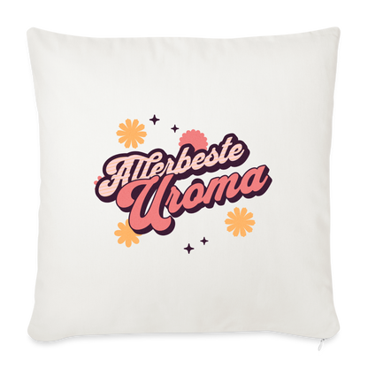 Sofakissen "Allerbeste Uroma im Retro-Blumenmotiv" (44x44 cm) - Naturweiß