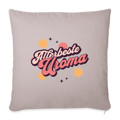 Sofakissen "Allerbeste Uroma im Retro-Blumenmotiv" (44x44 cm) - helles Taupe