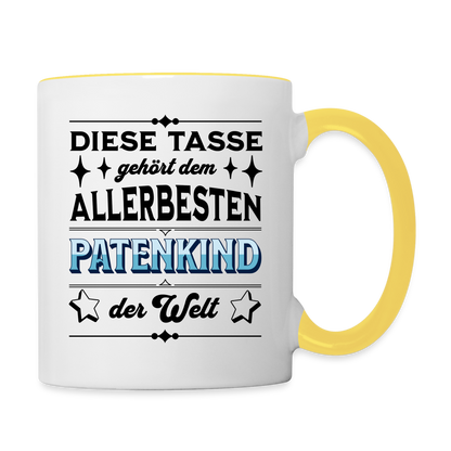 Tasse "Diese Tasse gehört dem allerbesten Patenkind der Welt" - Weiß/Gelb