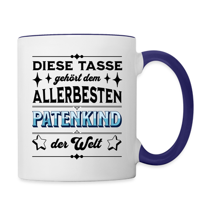 Tasse "Diese Tasse gehört dem allerbesten Patenkind der Welt" - Weiß/Kobaltblau