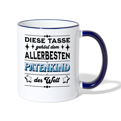 Tasse "Diese Tasse gehört dem allerbesten Patenkind der Welt" - Weiß/Kobaltblau