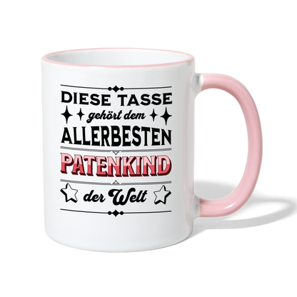 Tasse "Diese Tasse gehört dem besten Patenkind der Welt" - Weiß/Pink