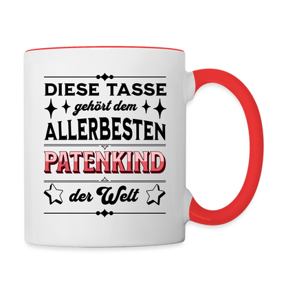 Tasse "Diese Tasse gehört dem besten Patenkind der Welt" - Weiß/Rot