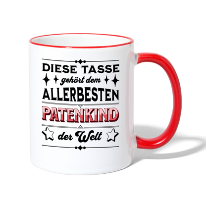 Tasse "Diese Tasse gehört dem besten Patenkind der Welt" - Weiß/Rot