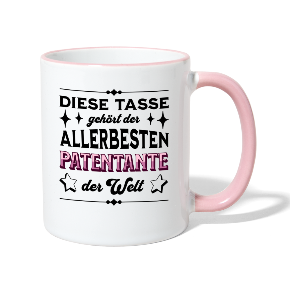 Tasse "Diese Tasse gehört der allerbesten Patentante der Welt" - Weiß/Pink