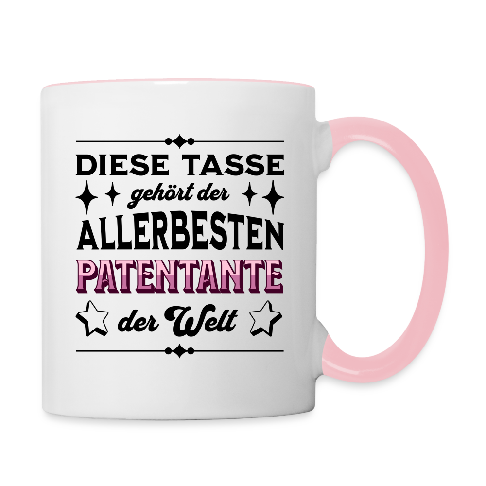 Tasse "Diese Tasse gehört der allerbesten Patentante der Welt" - Weiß/Pink