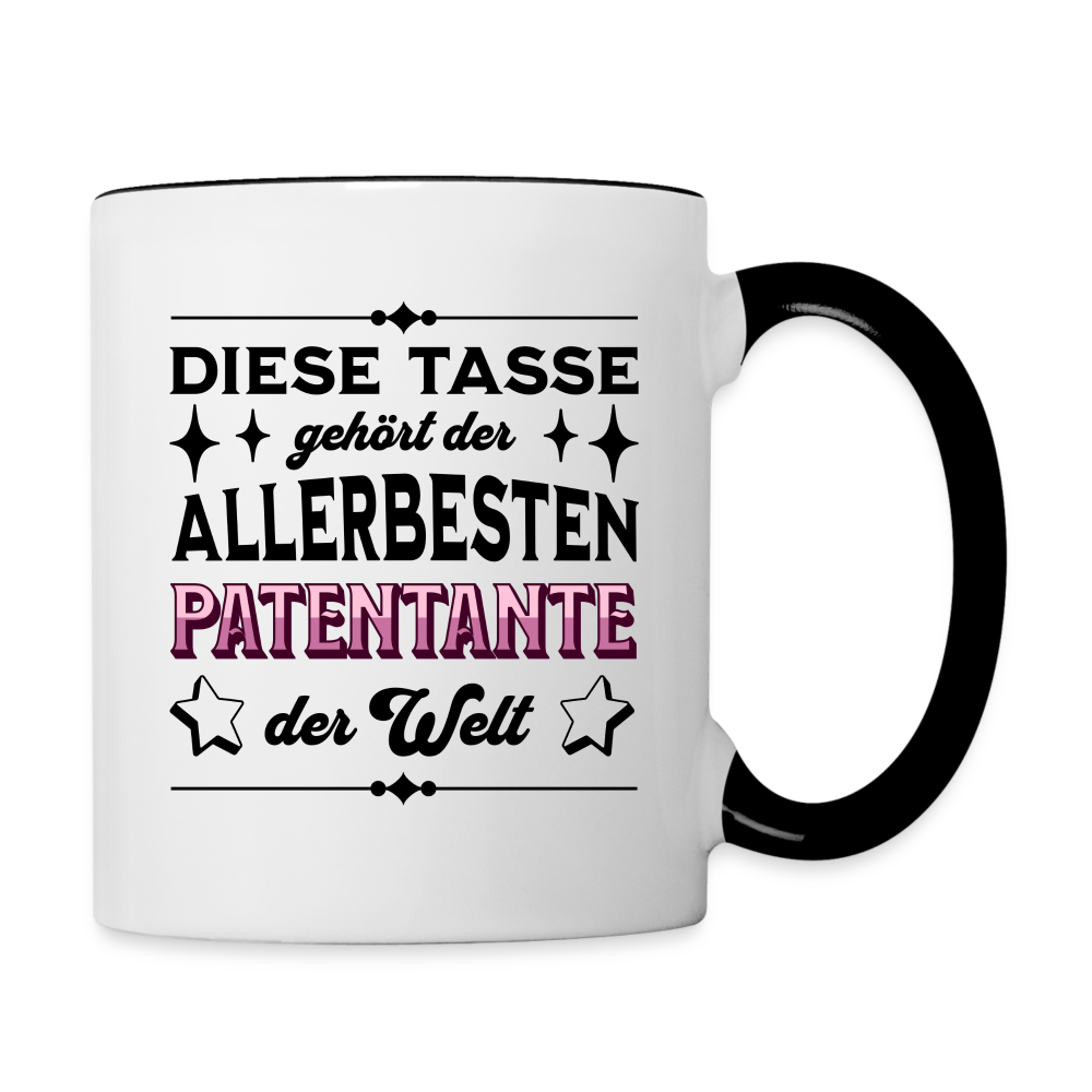 Tasse "Diese Tasse gehört der allerbesten Patentante der Welt" - Weiß/Schwarz