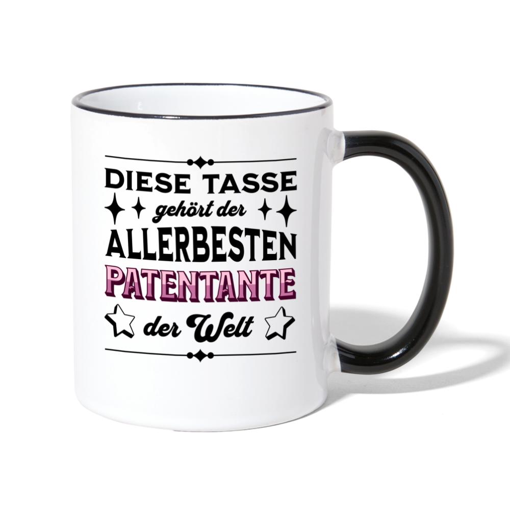 Tasse "Diese Tasse gehört der allerbesten Patentante der Welt" - Weiß/Schwarz