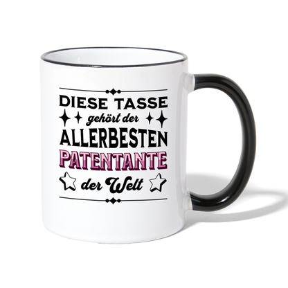 Tasse "Diese Tasse gehört der allerbesten Patentante der Welt" - Weiß/Schwarz