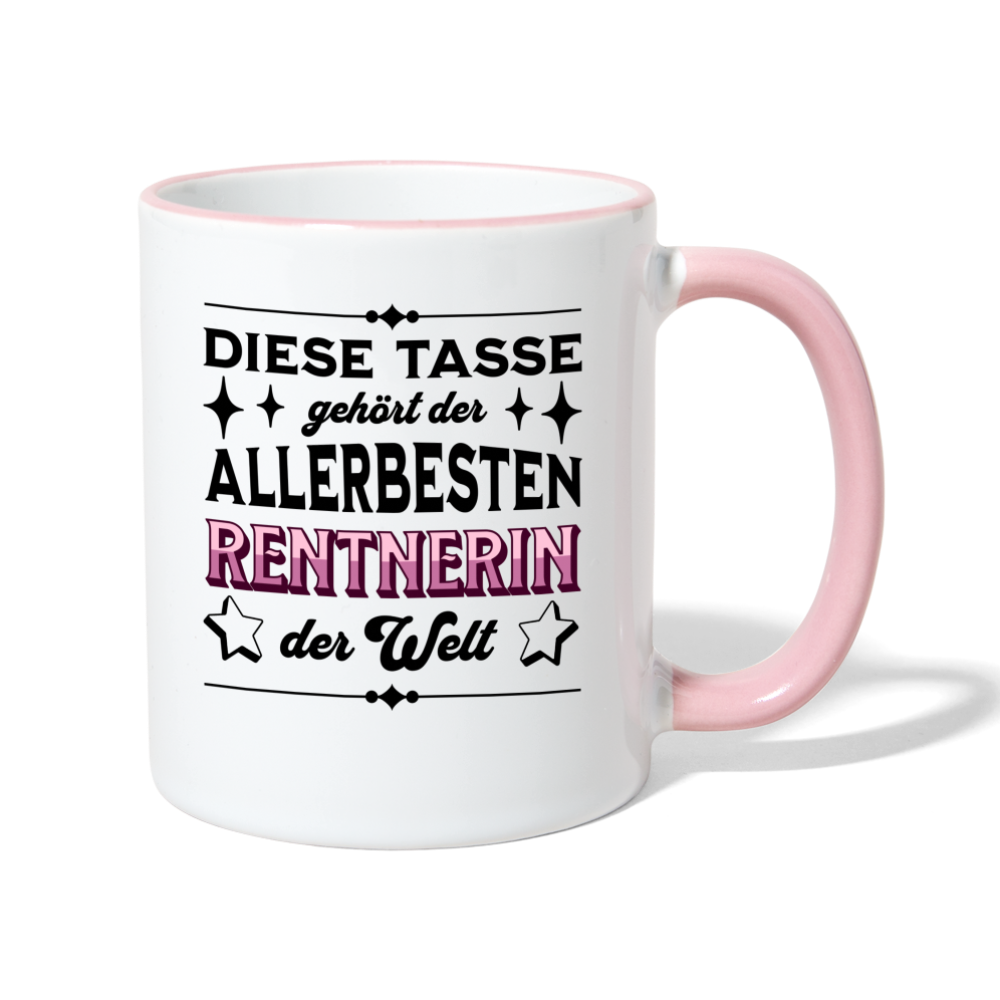 Tasse "Diese Tasse gehört der allerbesten Rentnerin der Welt" - Weiß/Pink