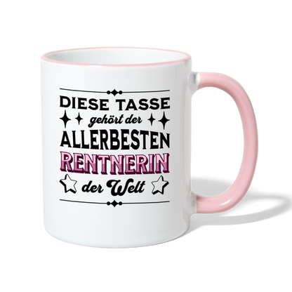Tasse "Diese Tasse gehört der allerbesten Rentnerin der Welt" - Weiß/Pink