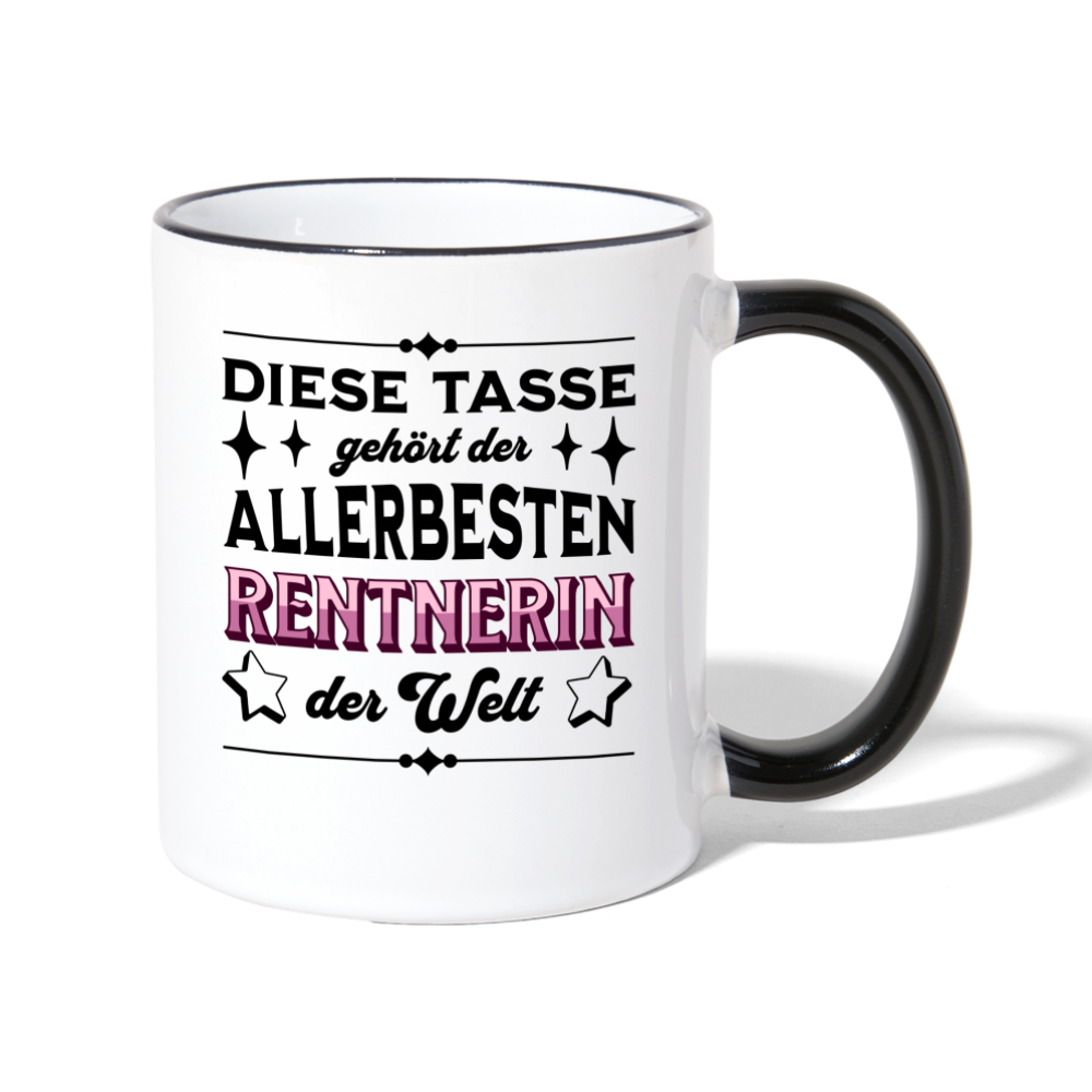 Tasse "Diese Tasse gehört der allerbesten Rentnerin der Welt" - Weiß/Schwarz