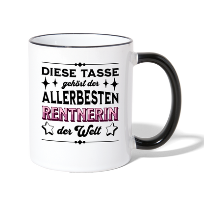 Tasse "Diese Tasse gehört der allerbesten Rentnerin der Welt" - Weiß/Schwarz