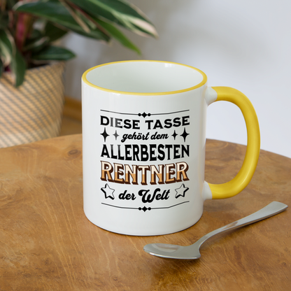 Tasse "Diese Tasse gehört dem allerbesten Rentner der Welt" - Weiß/Gelb