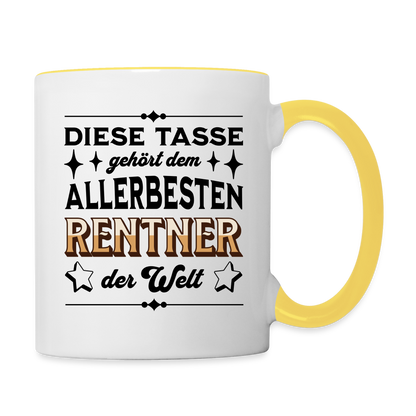 Tasse "Diese Tasse gehört dem allerbesten Rentner der Welt" - Weiß/Gelb
