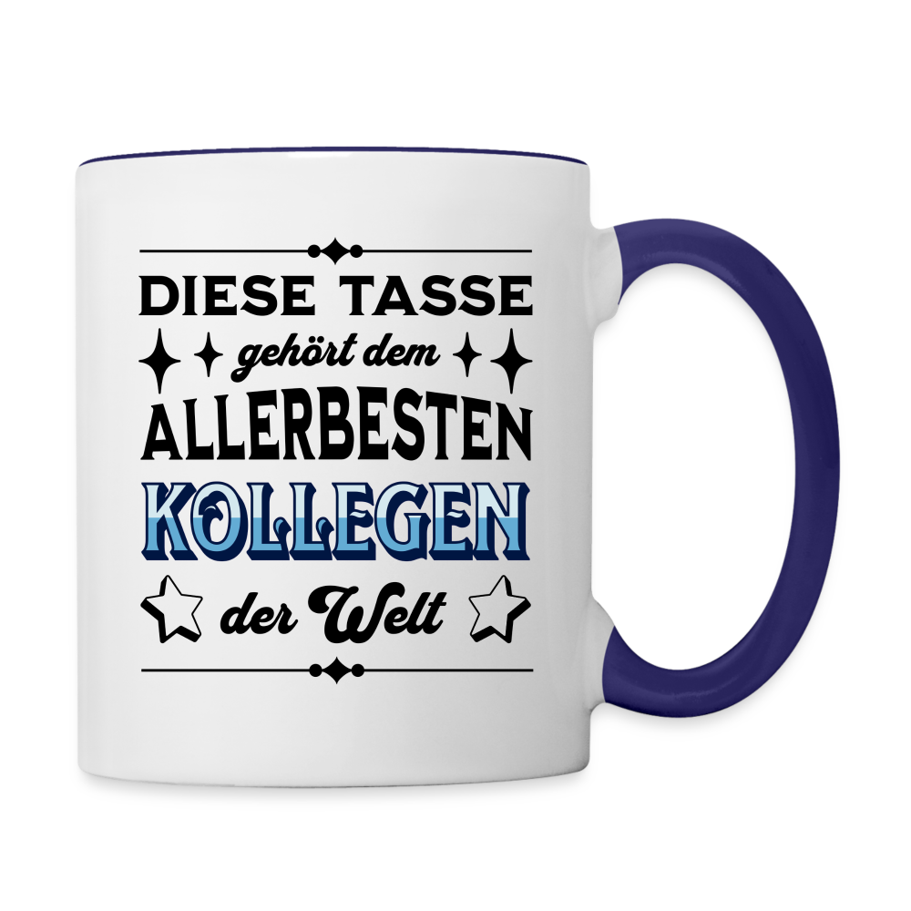 Tasse "Diese Tasse gehört dem allerbesten Kollegen der Welt" - Weiß/Kobaltblau