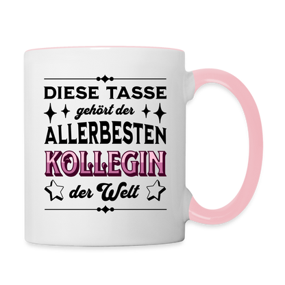 Tasse "Diese Tasse gehört der allerbesten Kollegin der Welt" - Weiß/Pink