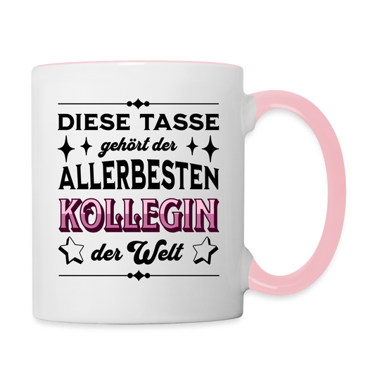 Tasse "Diese Tasse gehört der allerbesten Kollegin der Welt" - Weiß/Pink