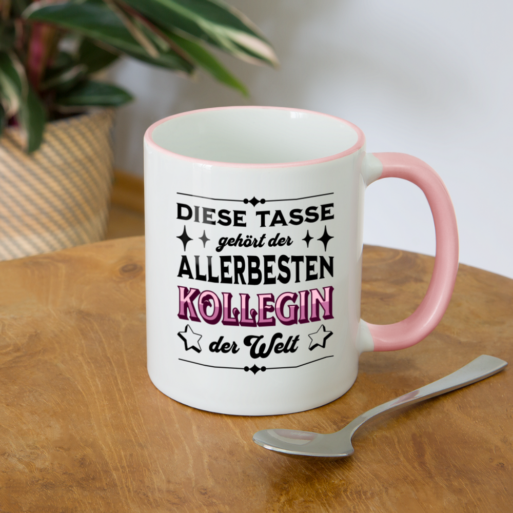 Tasse "Diese Tasse gehört der allerbesten Kollegin der Welt" - Weiß/Pink