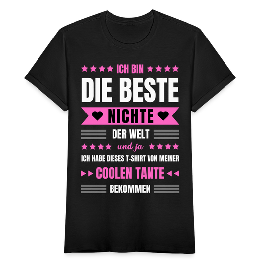 Frauen T-Shirt "Ich bin die beste Nichte der Welt" (von Tante) - Schwarz