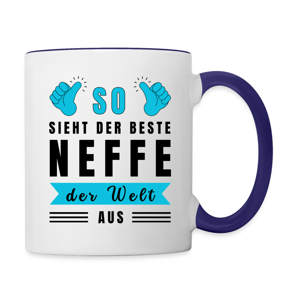 Tasse "So sieht der beste Neffe der Welt aus" - Weiß/Kobaltblau