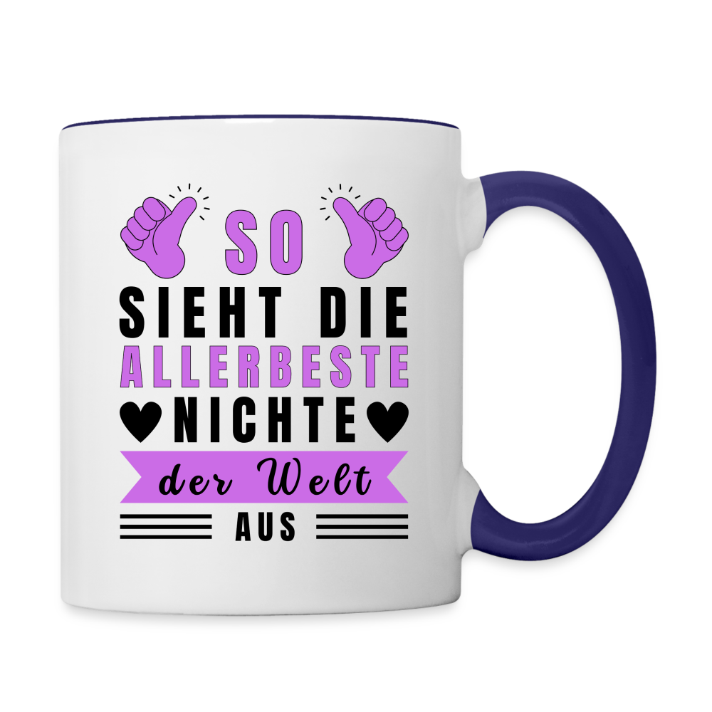 Tasse "So sieht die allerbeste Nichte der Welt aus" - Weiß/Kobaltblau