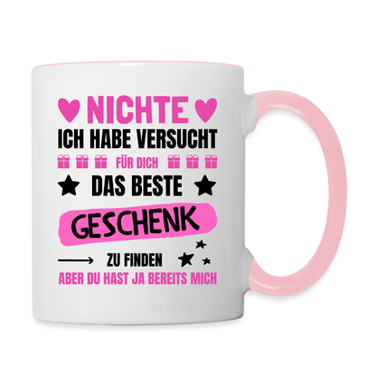 Tasse "Nichte ich habe versucht für dich das beste Geschenk zu finden..." - Weiß/Pink