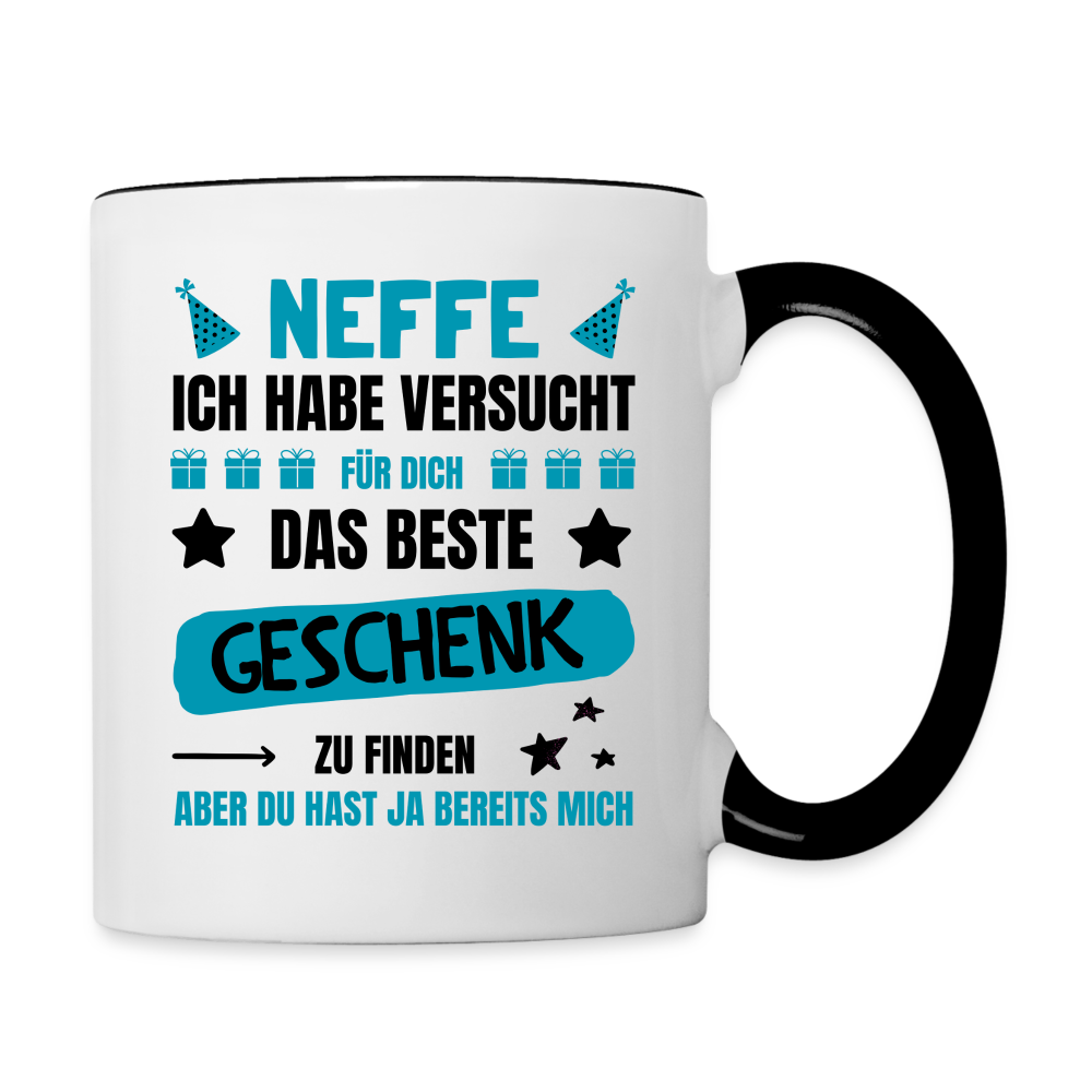 Tasse "Neffe ich habe versucht das beste Geschenk zu finden..." - Weiß/Schwarz