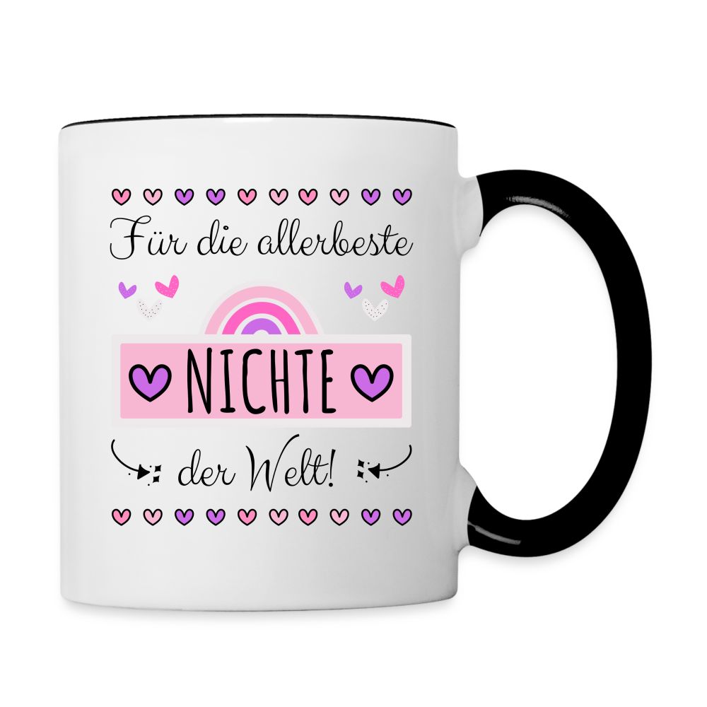 Tasse "Für die allerbeste Nichte der Welt" (Süßes Herzmotiv) - Weiß/Schwarz