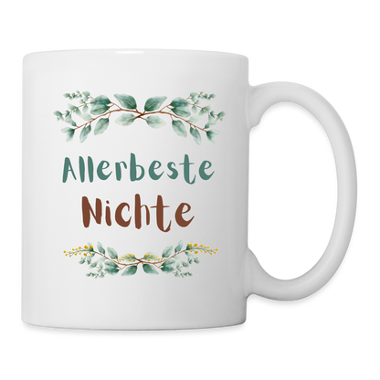 Tasse "Allerbeste Nichte" (Grünes Blumenmotiv) - weiß