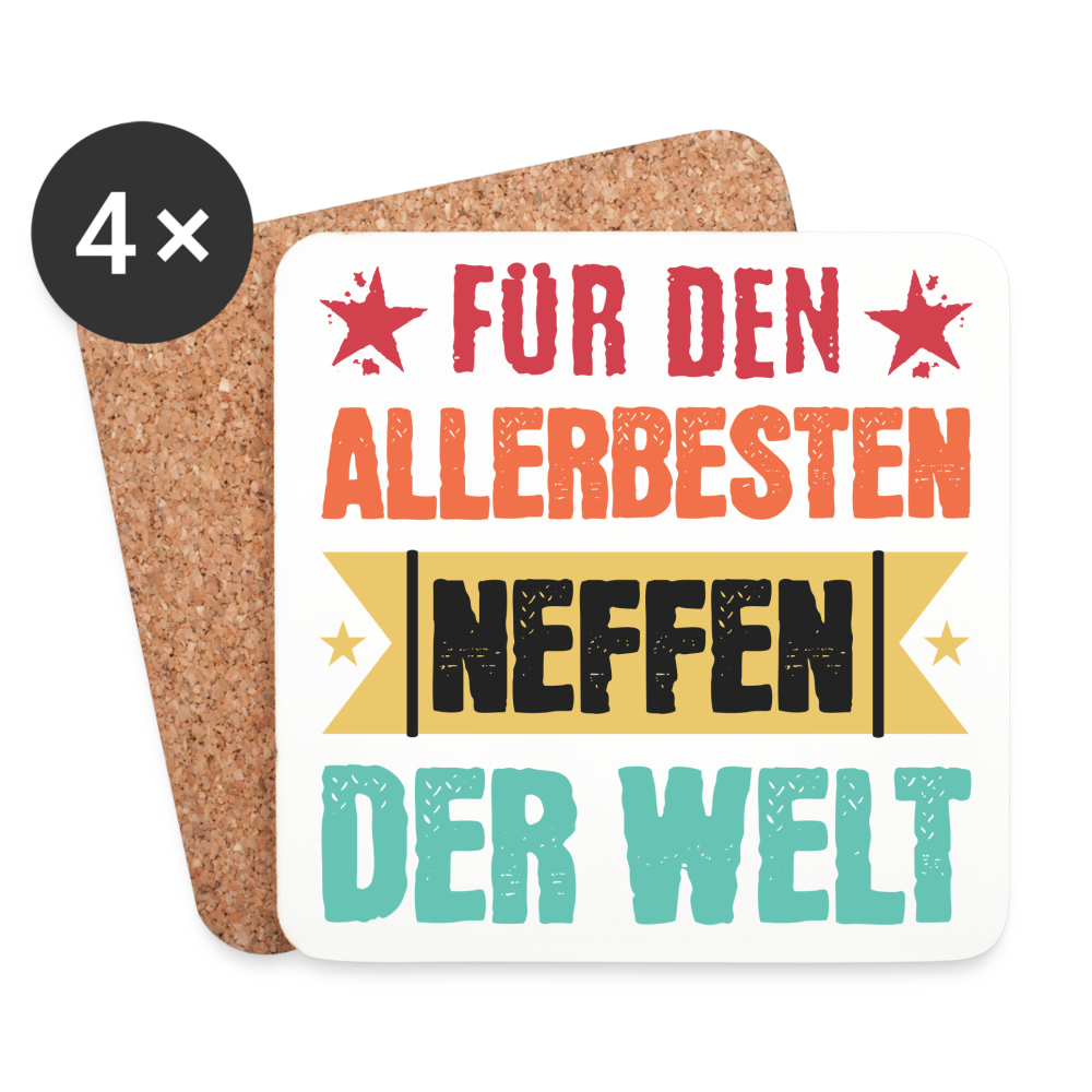 Untersetzer "Für den allerbesten Neffen der Welt" (4er-Set) - weiß