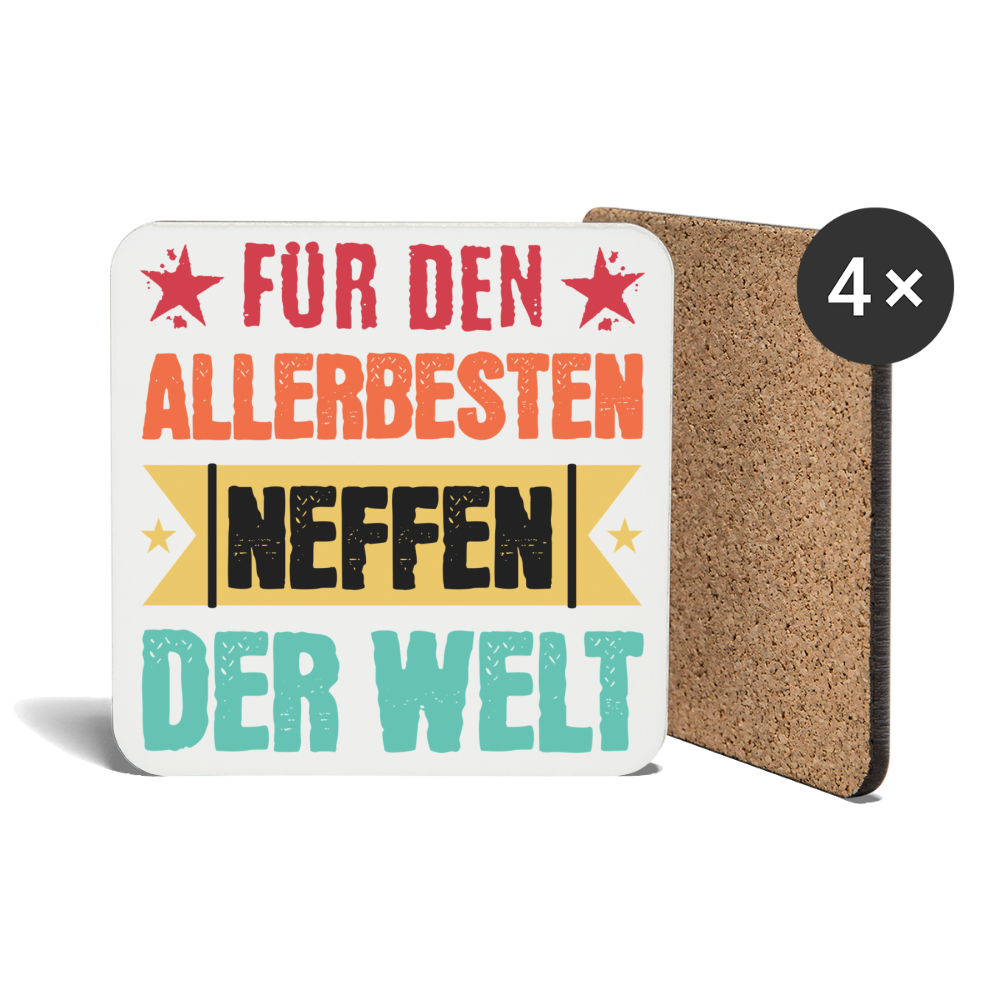 Untersetzer "Für den allerbesten Neffen der Welt" (4er-Set) - weiß