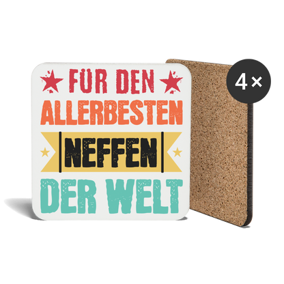 Untersetzer "Für den allerbesten Neffen der Welt" (4er-Set) - weiß