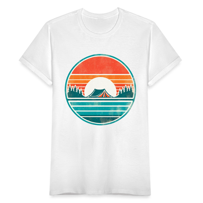 Frauen T-Shirt "Retro Campingplatz" - weiß