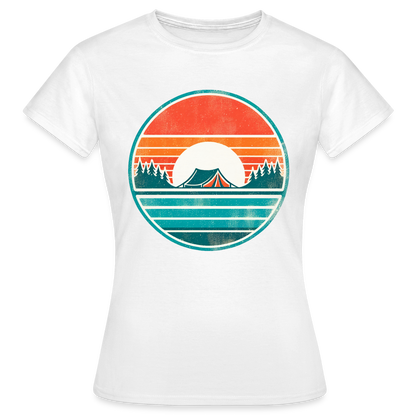 Frauen T-Shirt "Retro Campingplatz" - weiß