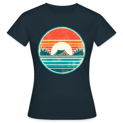 Frauen T-Shirt "Retro Campingplatz" - Navy