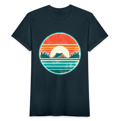 Frauen T-Shirt "Retro Campingplatz" - Navy