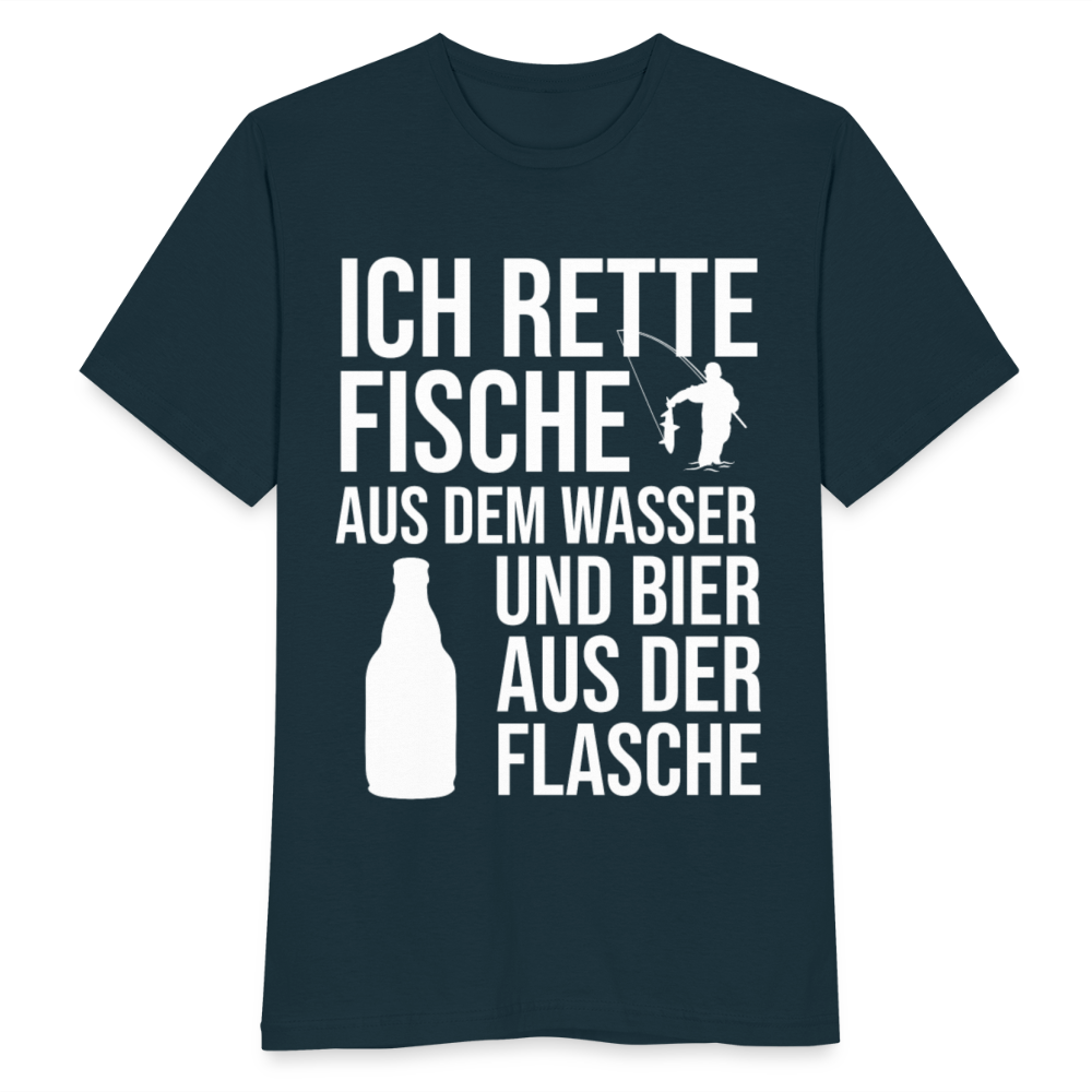 Männer T-Shirt "Ich rette Fische aus dem Wasser und Bier aus der Flasche" - Navy