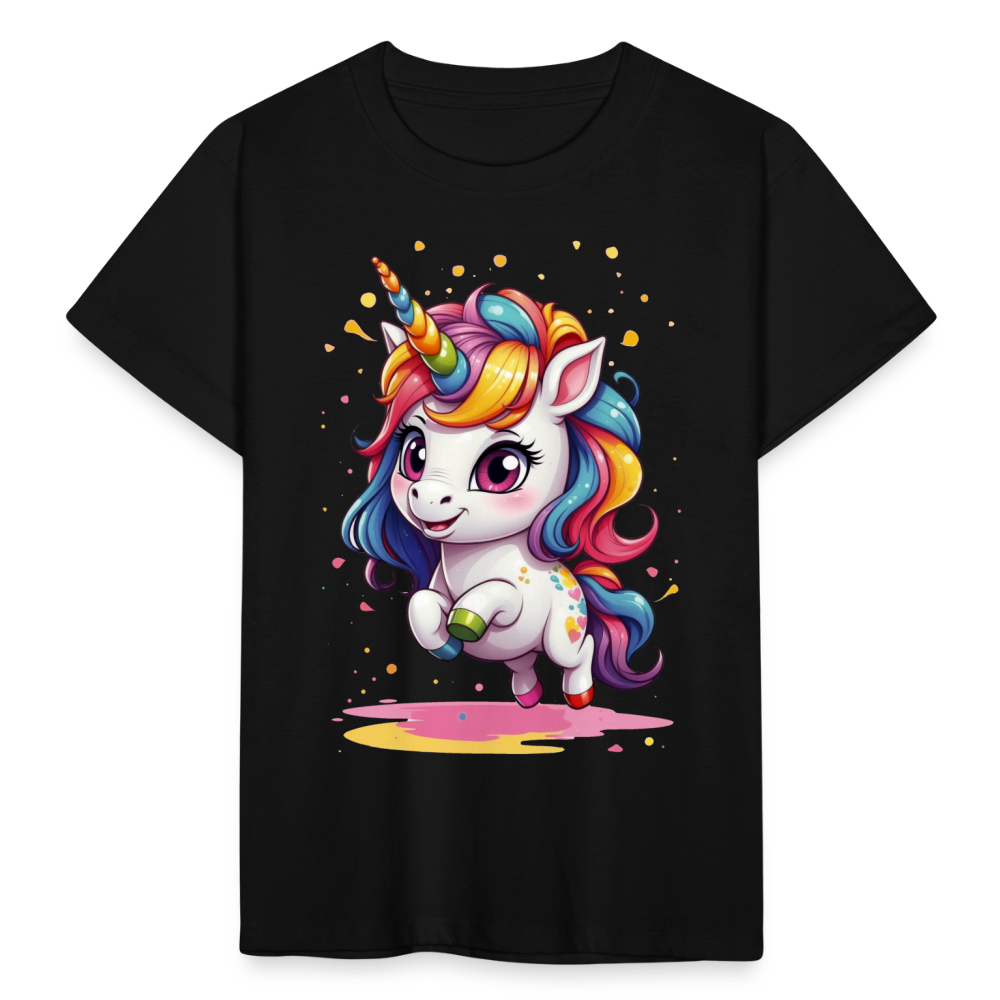 Kinder T-Shirt "Super niedliches Einhorn" - Schwarz