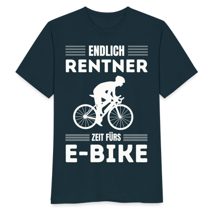 Männer T-Shirt "Endlich Rentner - Zeit fürs E-Bike" - Navy