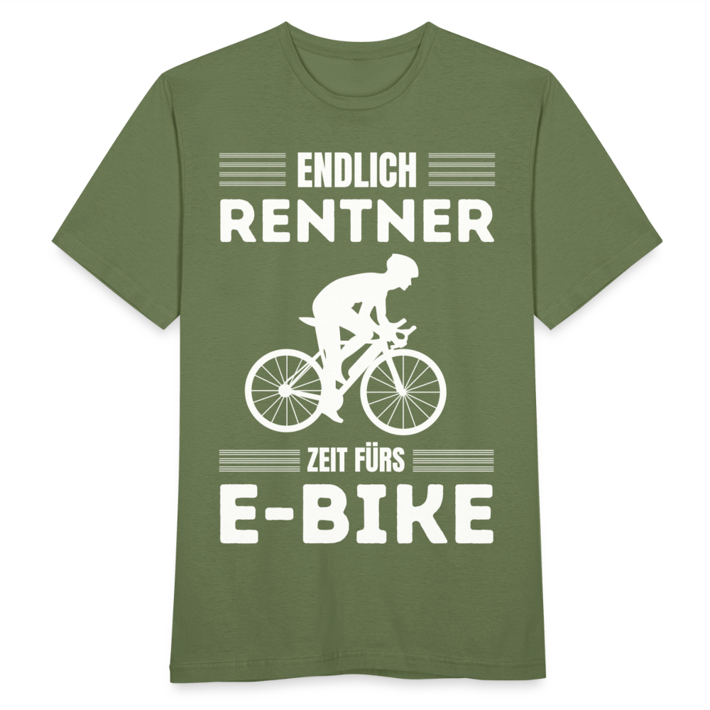 Männer T-Shirt "Endlich Rentner - Zeit fürs E-Bike" - Militärgrün