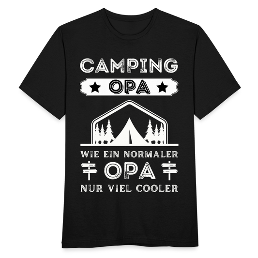 Männer T-Shirt "Camping Opa, wie ein normaler Opa, nur viel cooler" - Schwarz