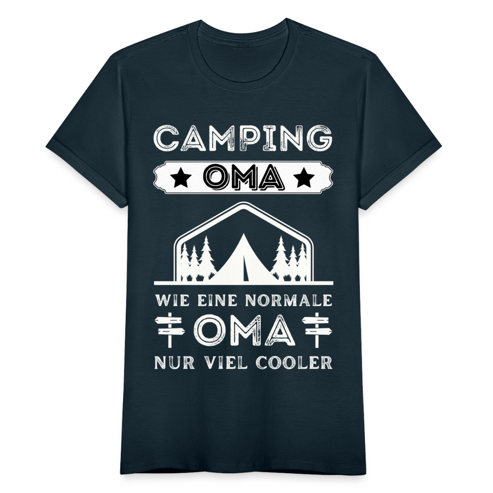 Frauen T-Shirt "Camping Oma, wie eine normale Oma, nur viel cooler" - Navy