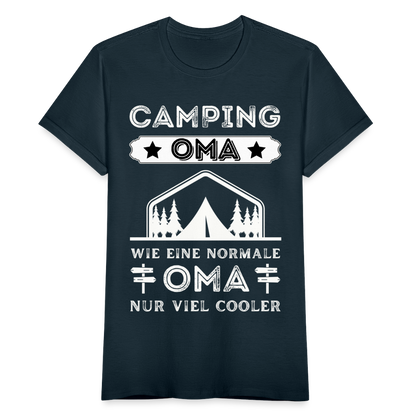 Frauen T-Shirt "Camping Oma, wie eine normale Oma, nur viel cooler" - Navy