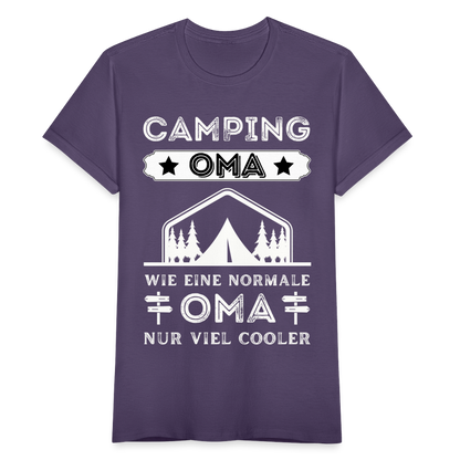 Frauen T-Shirt "Camping Oma, wie eine normale Oma, nur viel cooler" - Dunkellila