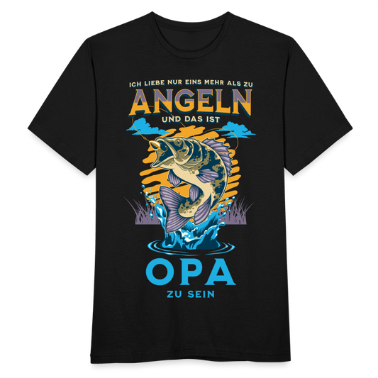 Männer T-Shirt "Ich liebe nur eins mehr als Angeln" (Opa) - Schwarz