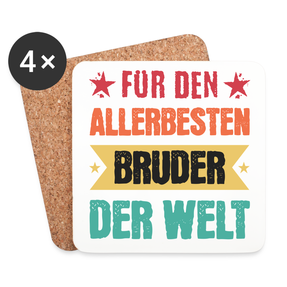 Untersetzer "Für den allerbesten Bruder der Welt" (4er-Set) - weiß