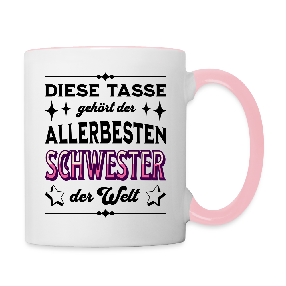 Tasse "Diese Tasse gehört der allerbesten Schwester der Welt" - Weiß/Pink