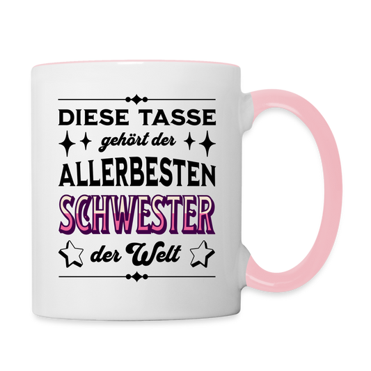 Tasse "Diese Tasse gehört der allerbesten Schwester der Welt" - Weiß/Pink