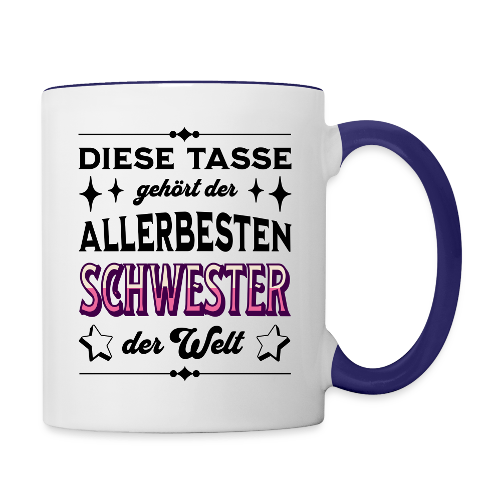 Tasse "Diese Tasse gehört der allerbesten Schwester der Welt" - Weiß/Kobaltblau